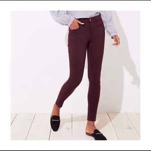 Loft Skinny Jeans in Maroon